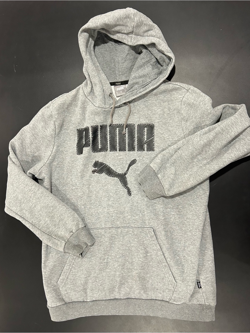 Puma Gray Pullover Hoodie with Black Logo